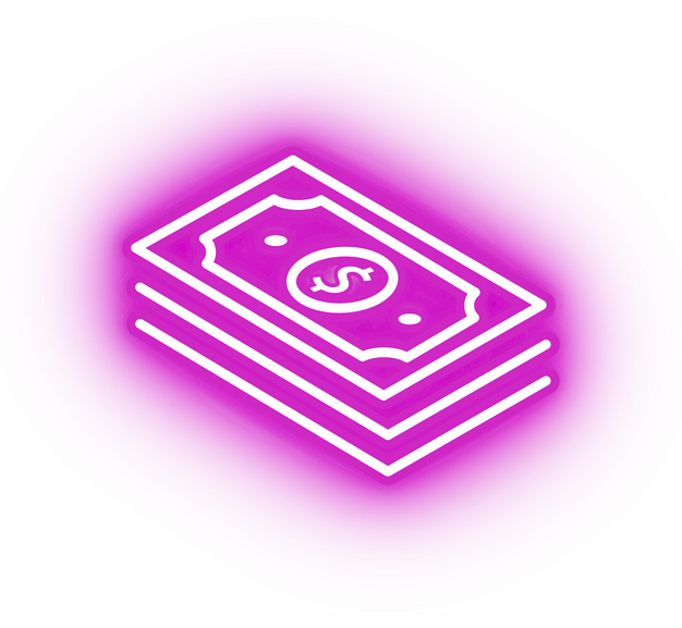 Neon pink cash icon